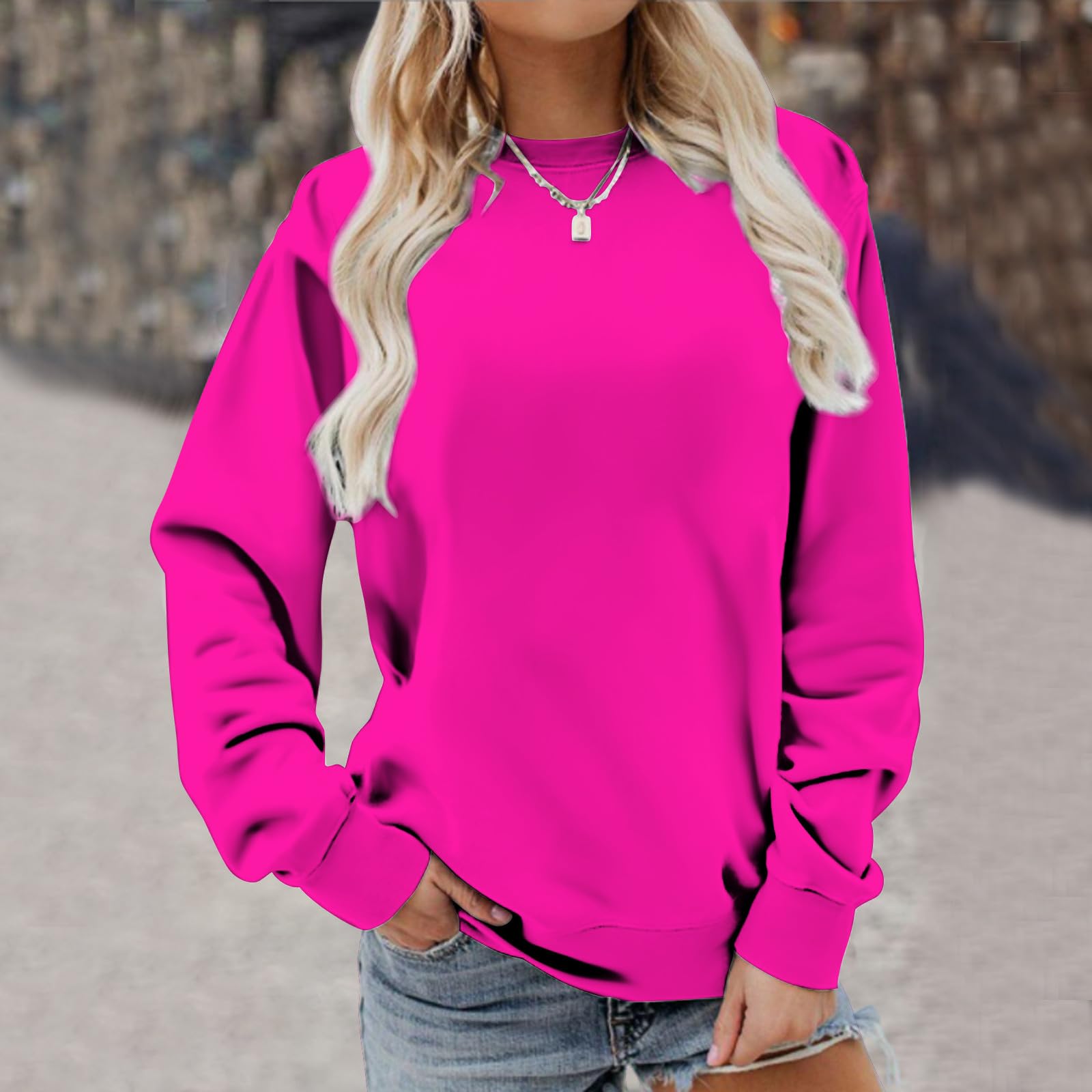 Blczomt amazon mystery boxes for sale unclaimed fleece pullover women oversized sweatshirts plus size sweatshirts for women womens tops dressy casual fall 2023 fleece pullover women Hot Pink L