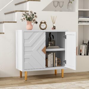 HLR Storage Cabinet with 2 Doors, Accent Cabinet with Decorative Embossed Pattern Doors, Buffet Cabinet Sideboard for Living Room, Kitchen, Dining Room, Hallway