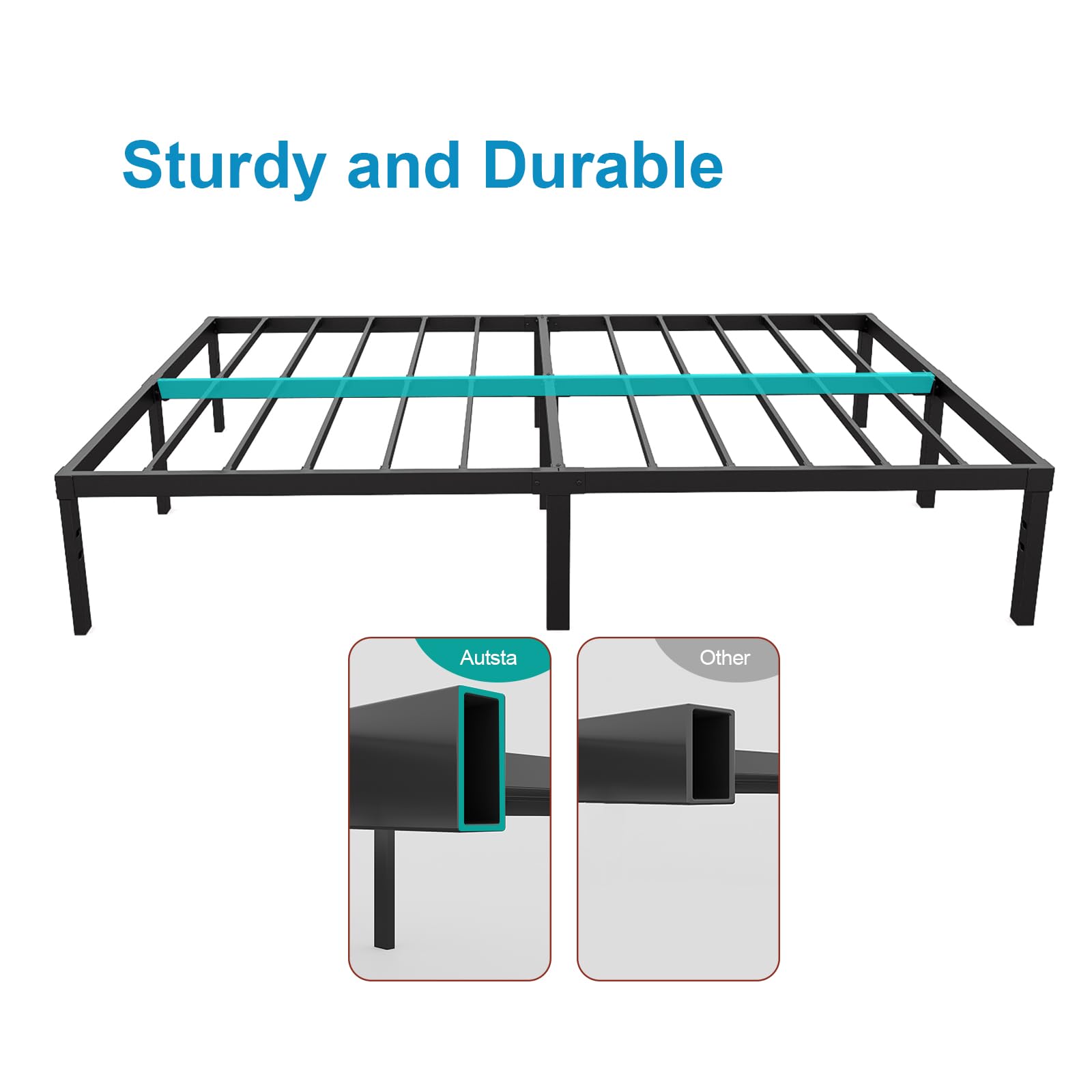 AUTSTA Full Size Bed Frame Easy Assembly, Bed Frame Full Size No Box Spring Needed, Heavy Duty Metal Platform Full Bed Frame with Plenty of Room for Storage