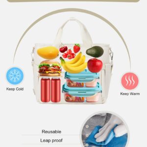 UPPACK Lunch Bag Women,Large Adult Lunch Box for Women Men,Insulated Lunch Tote Bag For Work,Fit and Fresh Lunch Bags Loncheras Para Mujer With Shoulder Strap Water Bottle Holder Beige