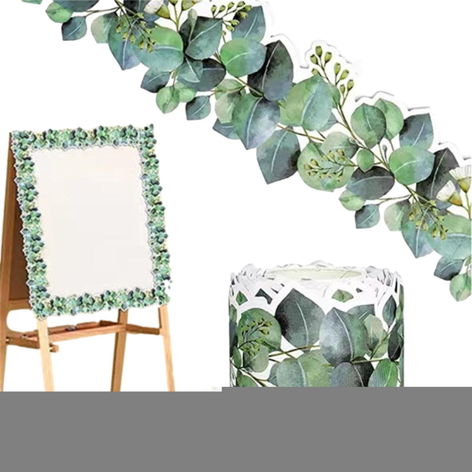 Eucalyptus Die-Cut Border Trim Bulletin Board Border | Eucalyptus Themed Border Sticker, Adhesive Eucalyptus Leaves Bulletin Board Border Trim for Boxes Wrap Cards Party Decoration Supplies