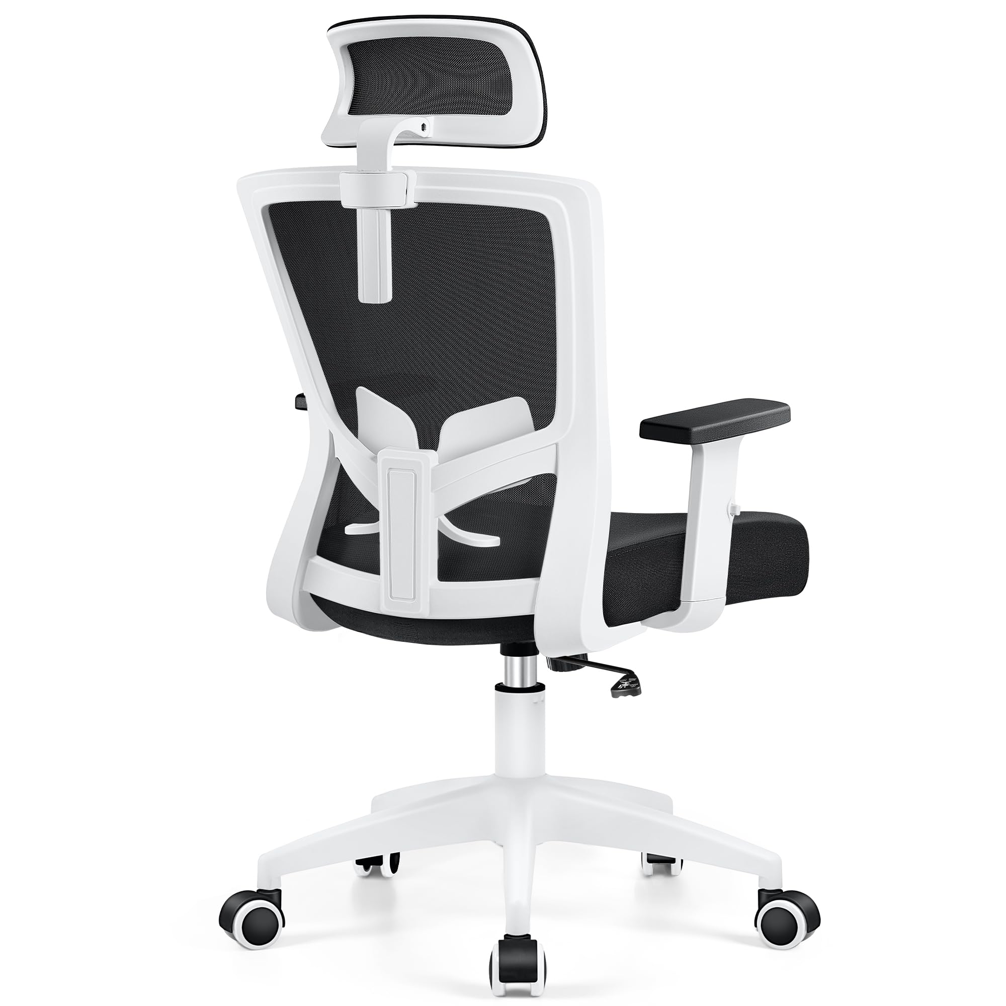 Brick Attic Office Chair Ergonomic Desk Chair High Back Computer Chair Swivel Mesh Task Chair with Adjustable Lumbar Support Armrests Headrest White