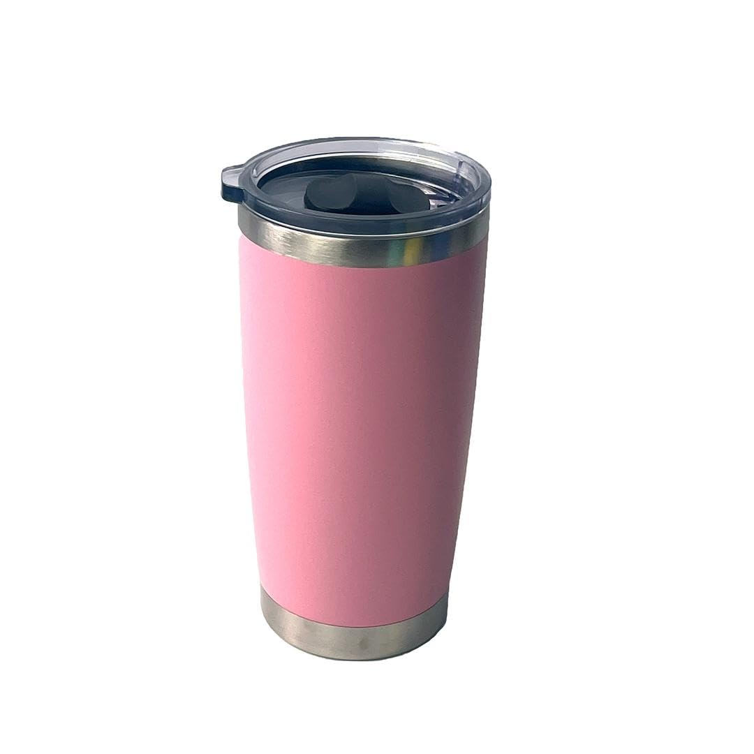 Rambler 20 oz. Stainless Steel Vacuum Insulated Tumbler w/MagSlider Lid, Travel Drinking Mug Cup for Hot Cold Tea Coffee Ice beer in Car Office Desk Home (ROSE PINK)