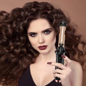 Cordless Curling Iron Rechargeable, Portable Mini Curling Iron, Travel 4000mAh USB Ceramic Cordless Curling Wand, Mini Flat Iron 3 Temp, Hair Curlers for Short Hair,Hair Straightener and Curler 2 in 1