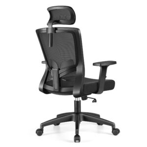 Brick Attic Office Chair Ergonomic Desk Chair High Back Computer Chair Swivel Mesh Task Chair with Adjustable Lumbar Support Armrests Headrest Black