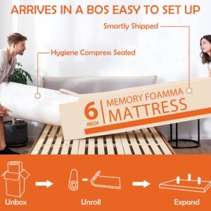 Haiput Wam 6 Inch Queen Mattress in a Box, Innerspring Mattress CertiPUR-US Certified, Double Mattress with Bamboo Charcoal Gel Memory Foam, Hybrid Mattress Queen Pressure Relief(6in Queen)