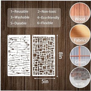 8 Pieces Tree Texture Tree Branches Stencils for Crafts, Reusable Abstract Layering Stencil Template, Geometric Stencils Mixed Media Stencils for Painting on Wood Card Canvas DIY Home Decor (8 branch)