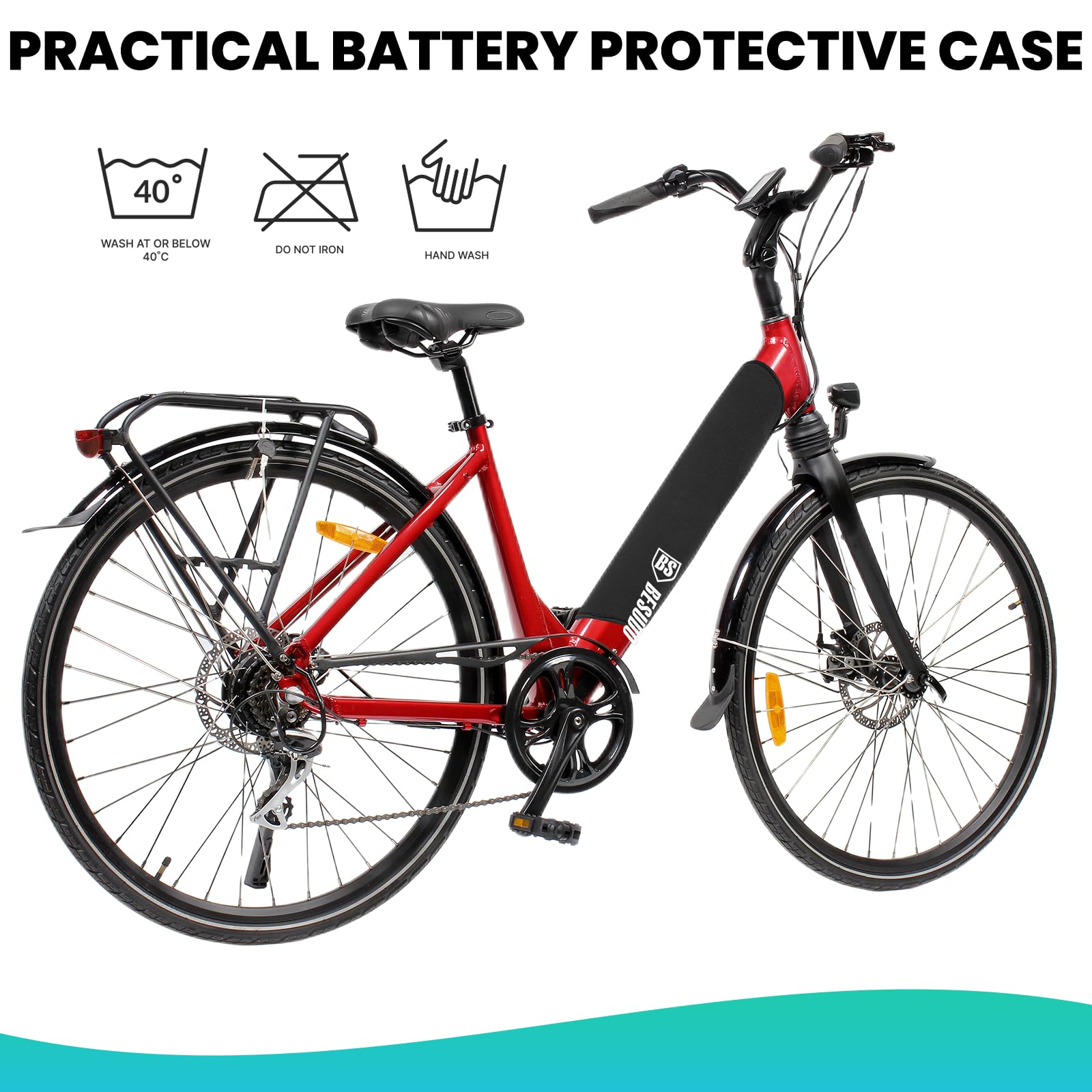 Besudo E-Bike Battery Protective Cover - E Bike Battery Protection Cover with 30-38cm circumference - Battery Protection for E-Bike Battery - Bicycle Battery Protective Cover -038