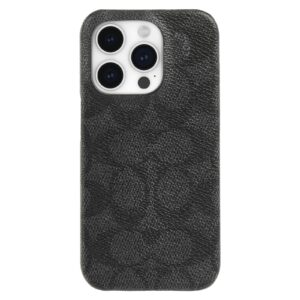 Coach Signature Canvas Slim Wrap iPhone 15 Pro Case, Compatible with Wireless Charging - Signature Charcoal