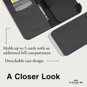 Coach Signature Canvas Two Piece Detachable Wallet Folio iPhone 15 Pro Max Case, Compatible with Wireless Charging - Signature Charcoal