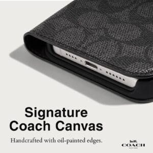 Coach Signature Canvas Two Piece Detachable Wallet Folio iPhone 15 Pro Max Case, Compatible with Wireless Charging - Signature Charcoal