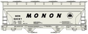 accurail ho scale kit acf 2-bay covered hopper monon (gray/black) assorted #s