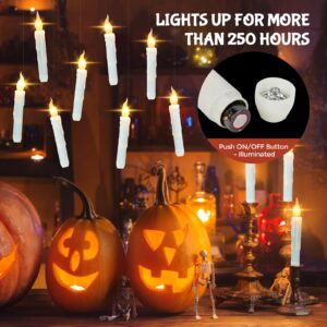 FTUREERA 20pcs Electric Floating Candles with Magic Wand, Remote, Flickering Warm & White Light Battery Candles, Window Candle, Birthday Party, Easter Gifts