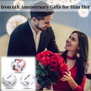 3 Pcs Anniversary Wedding Gifts for Couples Iron 6th Anniversary for Him Her Decider Dice 6 Years Wedding Anniversary for Husband Wife Boyfriend Girlfriend Christmas Valentines Birthday for Women Men