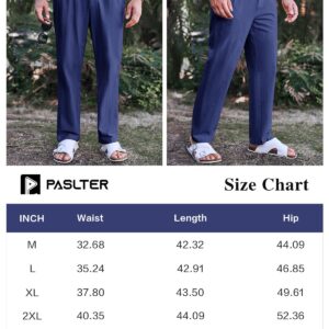 PASLTER Mens Casual Cotton Linen Pants Loose Fit Elastic Waist Yoga Beach Trousers with Pockets Grey