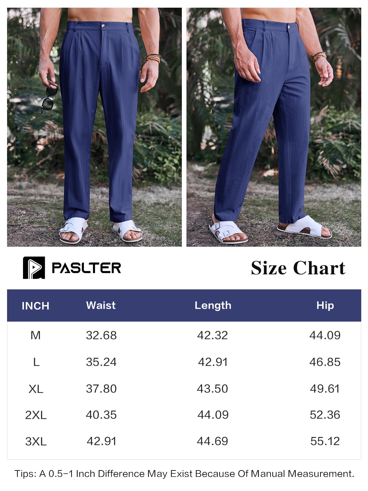 PASLTER Mens Casual Cotton Linen Pants Loose Fit Elastic Waist Yoga Beach Trousers with Pockets Grey