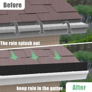 Memrita 2 Pcs Gutter Valley Splash Guards Roof Rain Diverter,Aluminum Rain Diverter Roofing Gutter Guards,Bendable fits Any Corner,Suitable for Most Residential Flat Tile Roof Corners(Black)