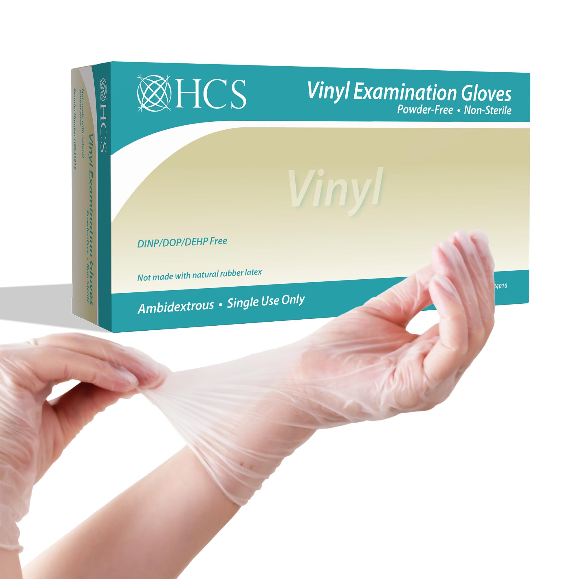 HCS Bulk Clear Vinyl Gloves Disposable - Latex-Free, Powder-Free, Premium Exam Gloves - Cooking, Food Prep, Cleaning - Vinyl Disposable Gloves XL (1000/Case)