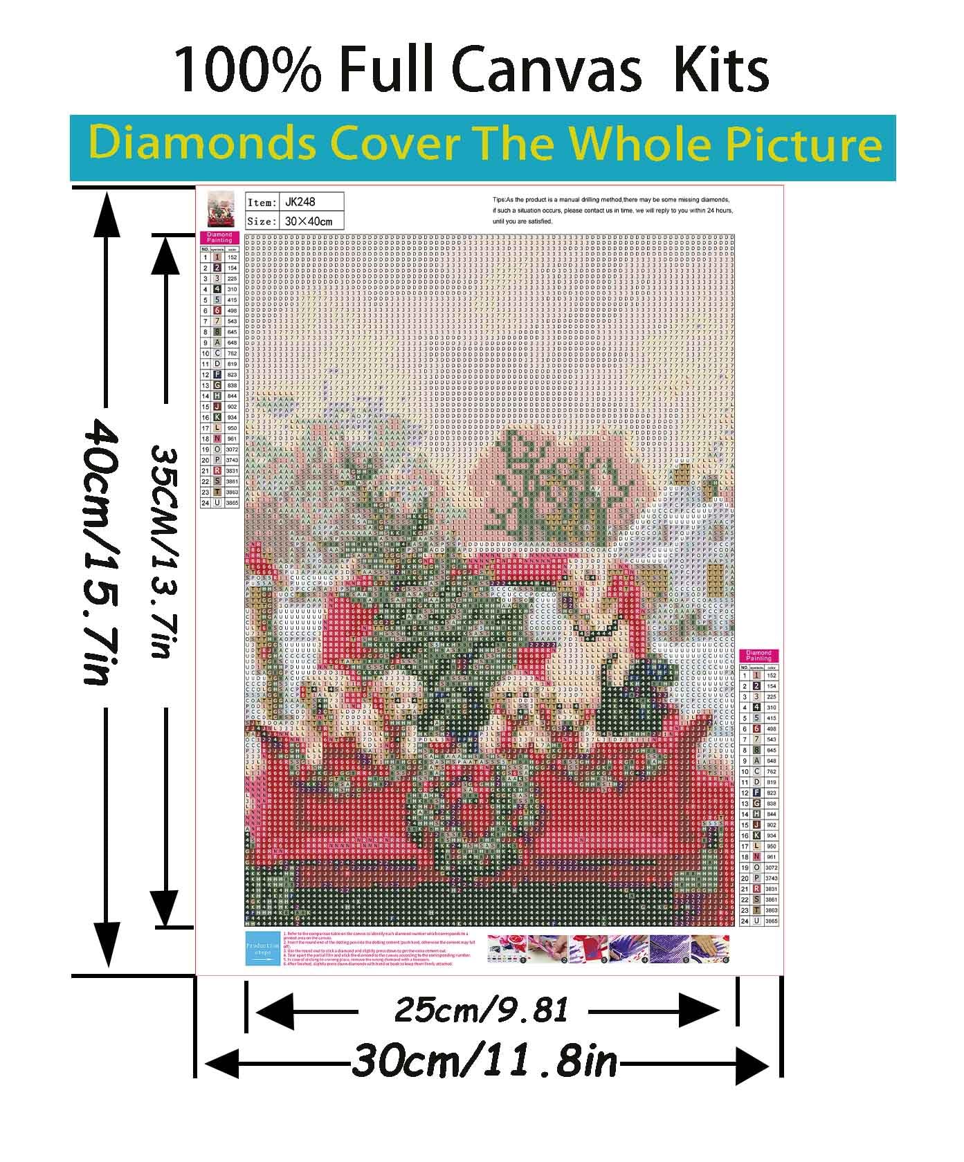 Christmas 5D Diamond Painting Kits for Adults Beginners,Winter Dogs Truck Round Full Drill Diamond Art,DIY Paint by Diamonds Dots Art Kits, Home Wall Decor 12x16 Inch