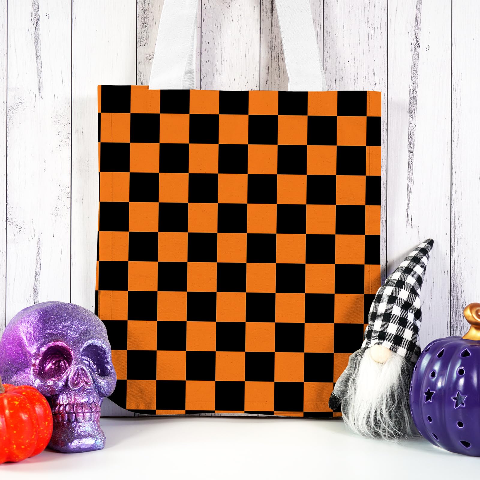 Whaline 12Pcs Halloween Cotton Fabric Bundles 18 x 22 Inch Spider Pumpkin Bat Plaid Stripe Dot Fat Quarters Orange Black Halloween Quilting Patchwork Squares Sewing Fabrics for DIY Craft Party Decor