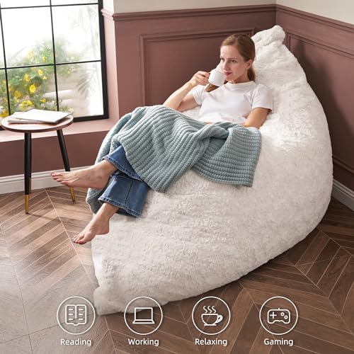 HABUTWAY 3 in 1 Bean Bag Chair, Memory Foam Bean Bag Chair, Convertible Bean Bag Chair with Machine Washable Cover, Giant Bean Bag Chairs for Adult