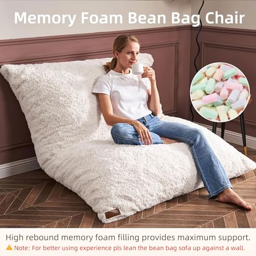 HABUTWAY 3 in 1 Bean Bag Chair, Memory Foam Bean Bag Chair, Convertible Bean Bag Chair with Machine Washable Cover, Giant Bean Bag Chairs for Adult