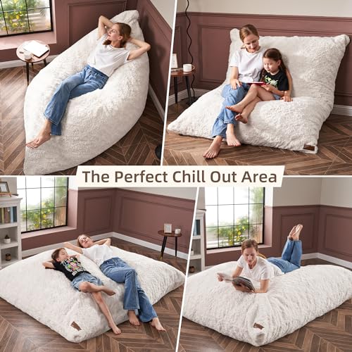 HABUTWAY 3 in 1 Bean Bag Chair, Memory Foam Bean Bag Chair, Convertible Bean Bag Chair with Machine Washable Cover, Giant Bean Bag Chairs for Adult