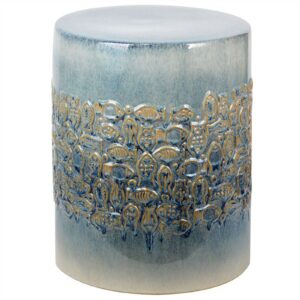 JCAKES Decorative Ceramic Garden Stool, Glazed Embossed Living Room Side Table Changing Stool for Living Room, Balcony, Garden, Etc. (Color : Blue)