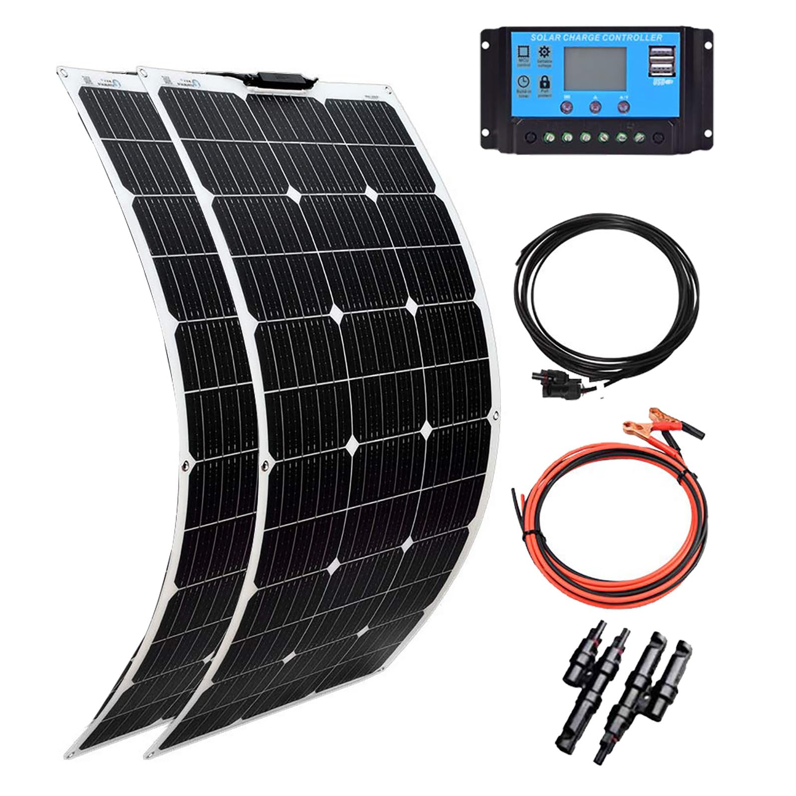 12v Flexible Solar Panel Mono Module Kit(80w/160w/240w/320w), 40a Solar Controller, 12v Battery Power Charging, For Boat, Car, Caravan,160W