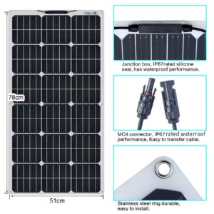 12v Flexible Solar Panel Mono Module Kit(80w/160w/240w/320w), 40a Solar Controller, 12v Battery Power Charging, For Boat, Car, Caravan,160W