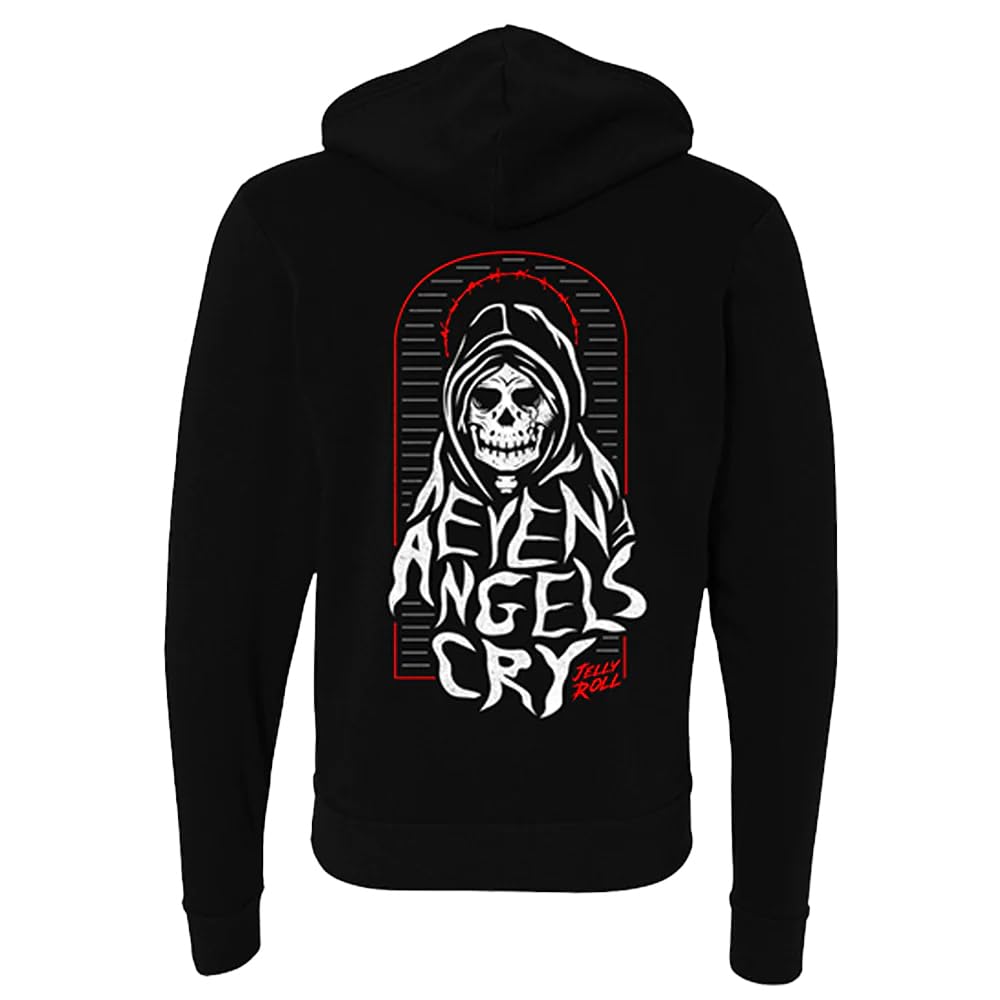 MARLLEGEBEE Jelly Roll Backroad Baptism Tour 2023 Even Angels Cry Zip Up Hoodie Women Men Hip Hop Clothes (4X-Large,YH07)