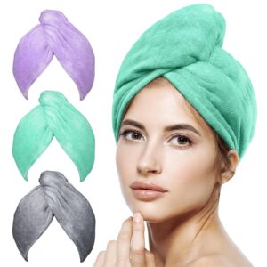 popchose microfiber hair towel wrap, soft ultra absorbent hair turbans for women, fast hair drying towels lightweight, no frizz hair wrap towels for women wet hair, curly, longer, thicker hair