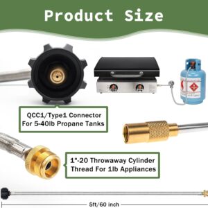 1 lb to 20 lb Propane Adapter Hose & Griddle Regulator Replacement for Blackstone 17" & 22" Propane Griddle Table Top Charbroil 19952085 Tabletop Pit Boss PB336GS Griddle Regulator and Hose Parts