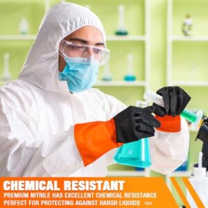 Copkim 12 Pairs Chemical Resistant Gloves Heavy Duty Industrial Reusable Latex Gloves, Resist Acid, Oil, Alkali (XL)