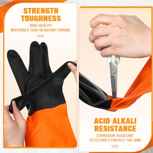 Copkim 12 Pairs Chemical Resistant Gloves Heavy Duty Industrial Reusable Latex Gloves, Resist Acid, Oil, Alkali (XL)