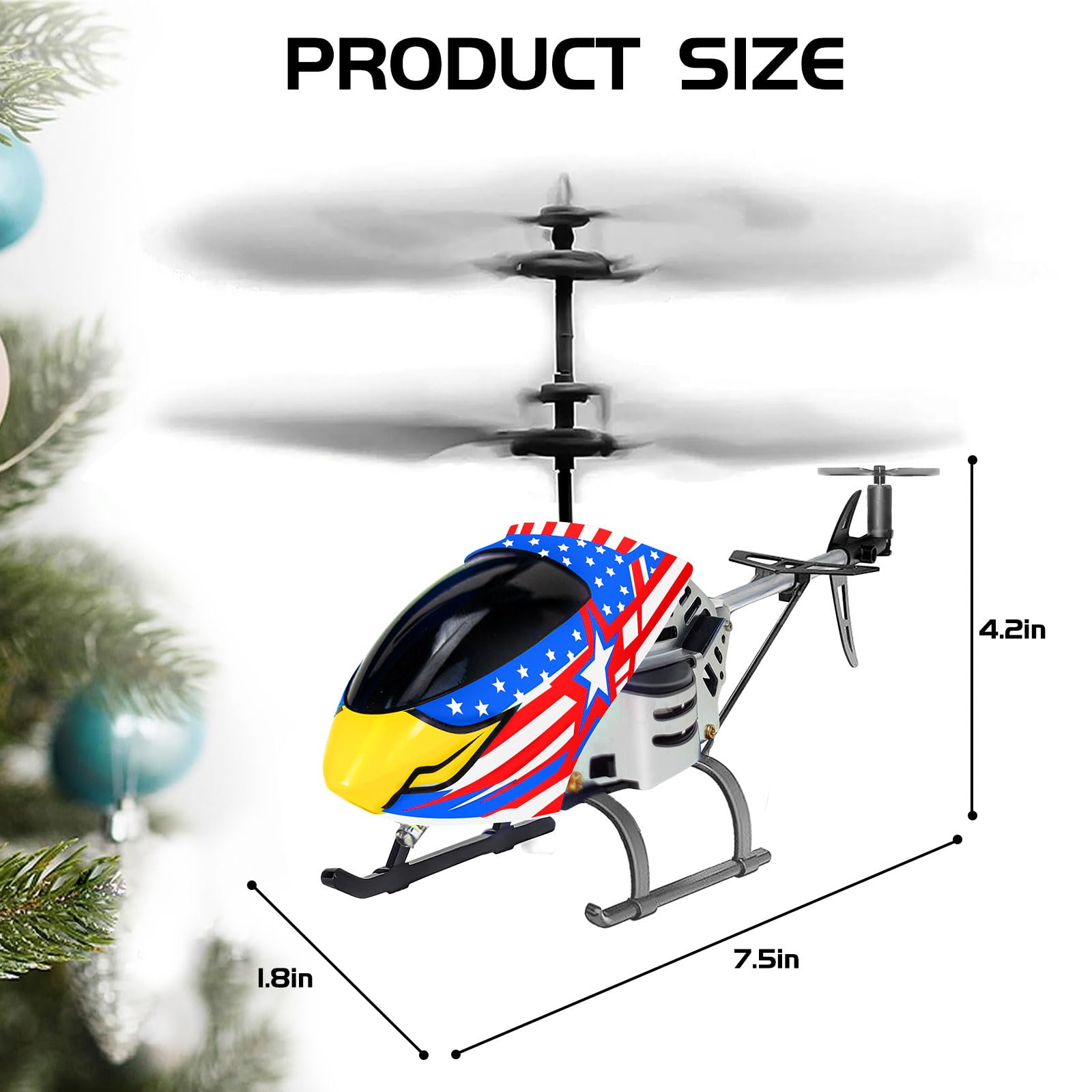 Remote Control Helicopter for Kids Adults, 2.4GHz RC Helicopter Toy 3.5 Channel Helicopter with LED Lights, One Key Take Off/Landing Rc Flying Toy for Boys Girls 5 6+ Birthday Gift, Eagle Patriotic