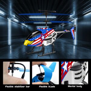 Remote Control Helicopter for Kids Adults, 2.4GHz RC Helicopter Toy 3.5 Channel Helicopter with LED Lights, One Key Take Off/Landing Rc Flying Toy for Boys Girls 5 6+ Birthday Gift, Eagle Patriotic