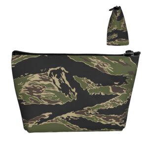 lightweight travel portable cosmetic bag compatible with army military camouflage vietnam tiger stripe camo, casual toiletry makeup carrying pouch multifunction coin cash storage cases for women