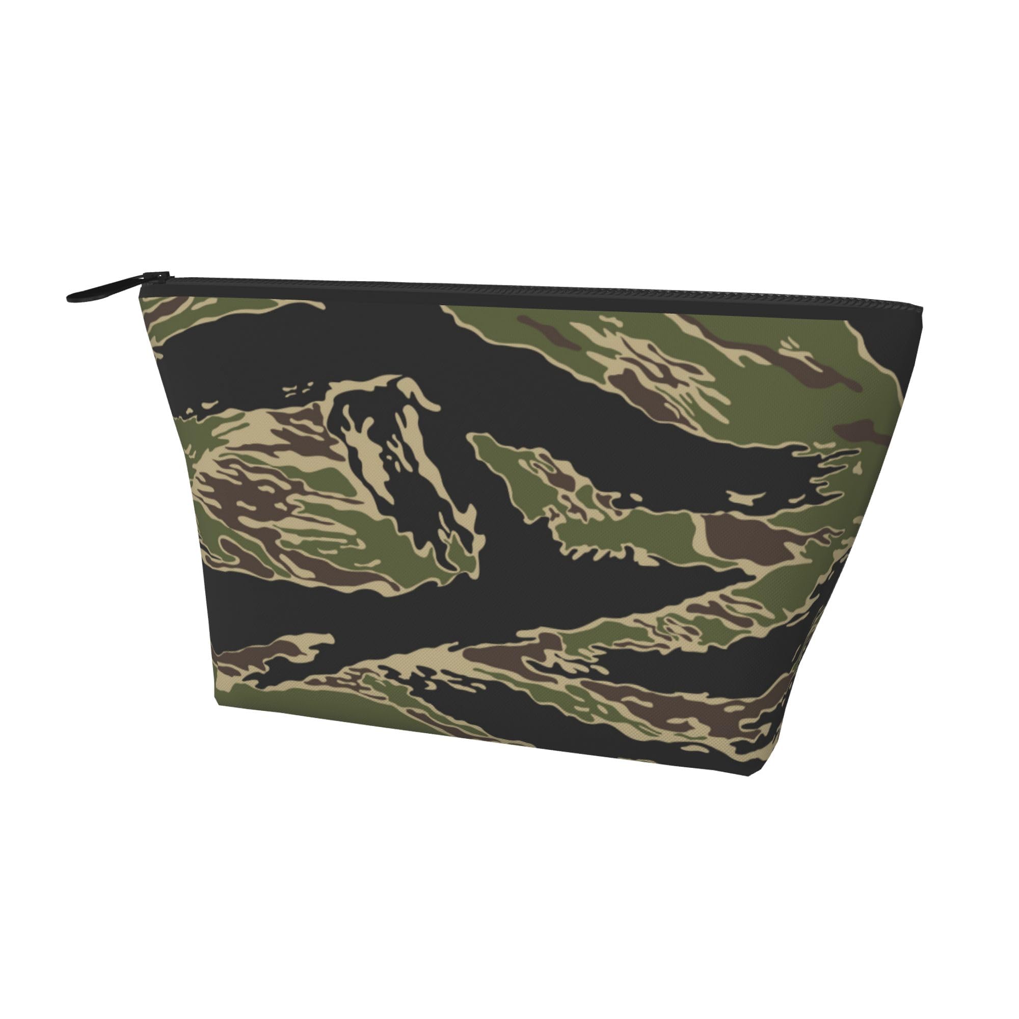 Lightweight Travel Portable Cosmetic Bag Compatible with Army Military Camouflage Vietnam Tiger Stripe Camo, Casual Toiletry Makeup Carrying Pouch Multifunction Coin Cash Storage Cases for Women