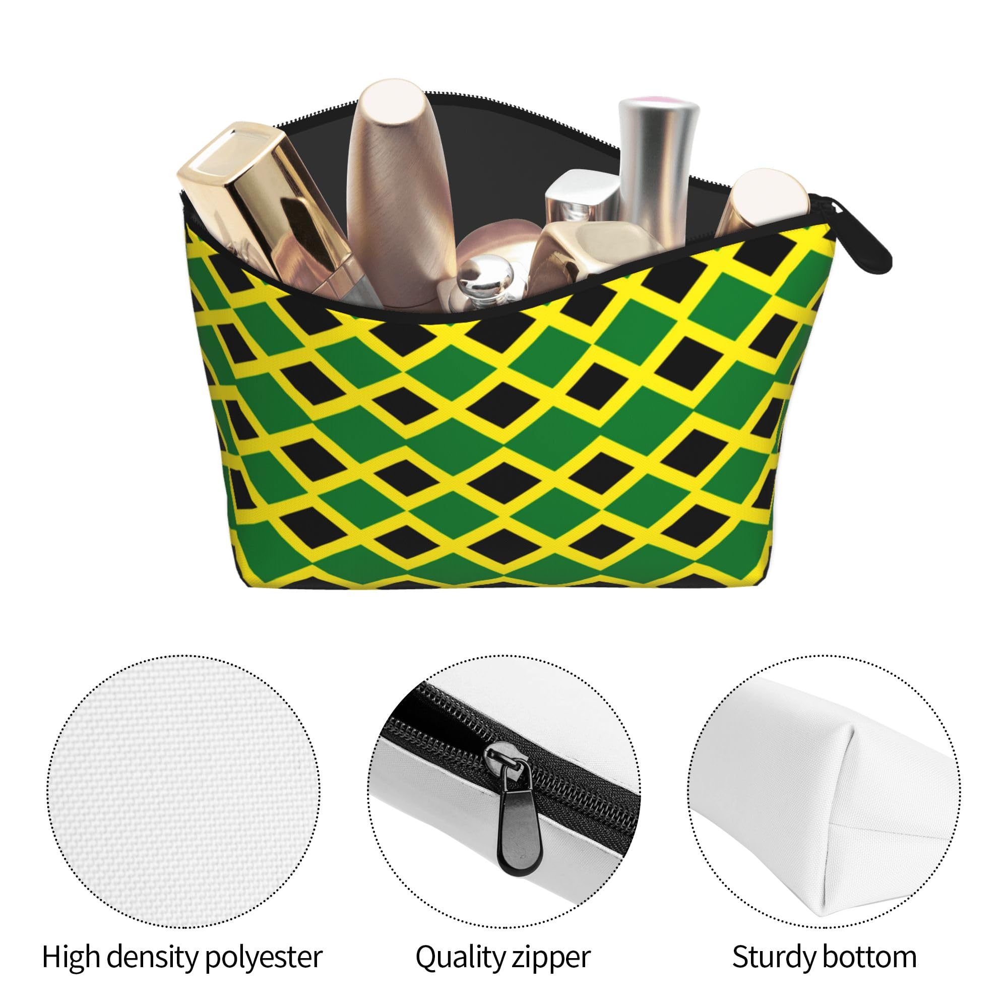 Small Makeup Organizer Bags Compatible with Jamaica Jamaican Flag, Waterproof Oxford Cloth Portable Pouch Lightweight for Women Office Outdoor Carrying