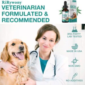 RiRywony Hemp Oil for Dogs Cats - Pure Hemp Drops for Pets Arthritis Pain Anxiety Relief Stress - Dog Herbal Supplements -Hip Joint Support Calming - Skin Health - Omega Fatty Acids - Made in USA