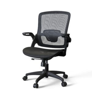 kolliee mesh home office chair ergonomic swivel office desk chair with adjustable lumbar support black comfortable computer chair with flip up arms