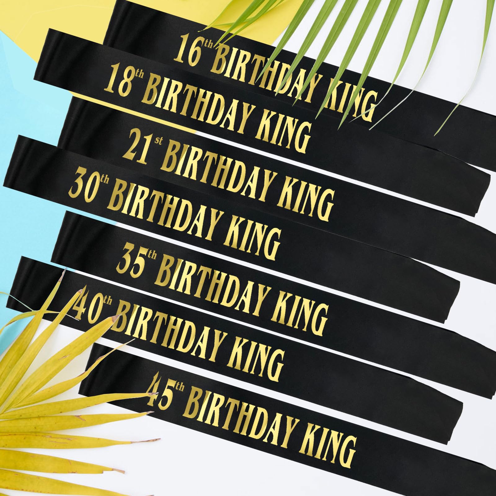 MUMUNN 30th Birthday King Sash, Gold Foil Black Satin Birthday Sash for Men 30th Fabulous Birthday Party Gift Decorations Favors