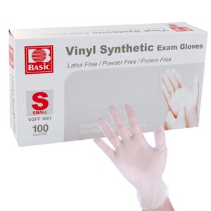 jmu clear vinyl exam gloves small 100 count, latex free powder free, 4 mil thick disposable vinyl gloves, food safe gloves