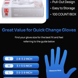 JMU Clear Vinyl Exam Gloves Small 100 Count, Latex Free Powder Free, 4 mil Thick Disposable Vinyl Gloves, Food Safe Gloves