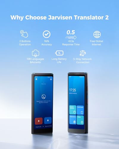 Jarvisen Language Translator Device, Two-Way Instant Voice Translator for 108 Languages, Real-Time Translation Device with Online Offline Translation, Portable Traductor for Travel, Business