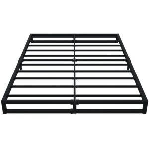 Lutown-Teen 6 Inch Full Size Bed Frame No Box Spring Needed, Heavy Duty Metal Platform Beds with Sturdy Steal Slats for Mattress Foundation, Easy Assembly, Noise Free, Black