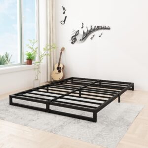 Lutown-Teen 6 Inch Full Size Bed Frame No Box Spring Needed, Heavy Duty Metal Platform Beds with Sturdy Steal Slats for Mattress Foundation, Easy Assembly, Noise Free, Black