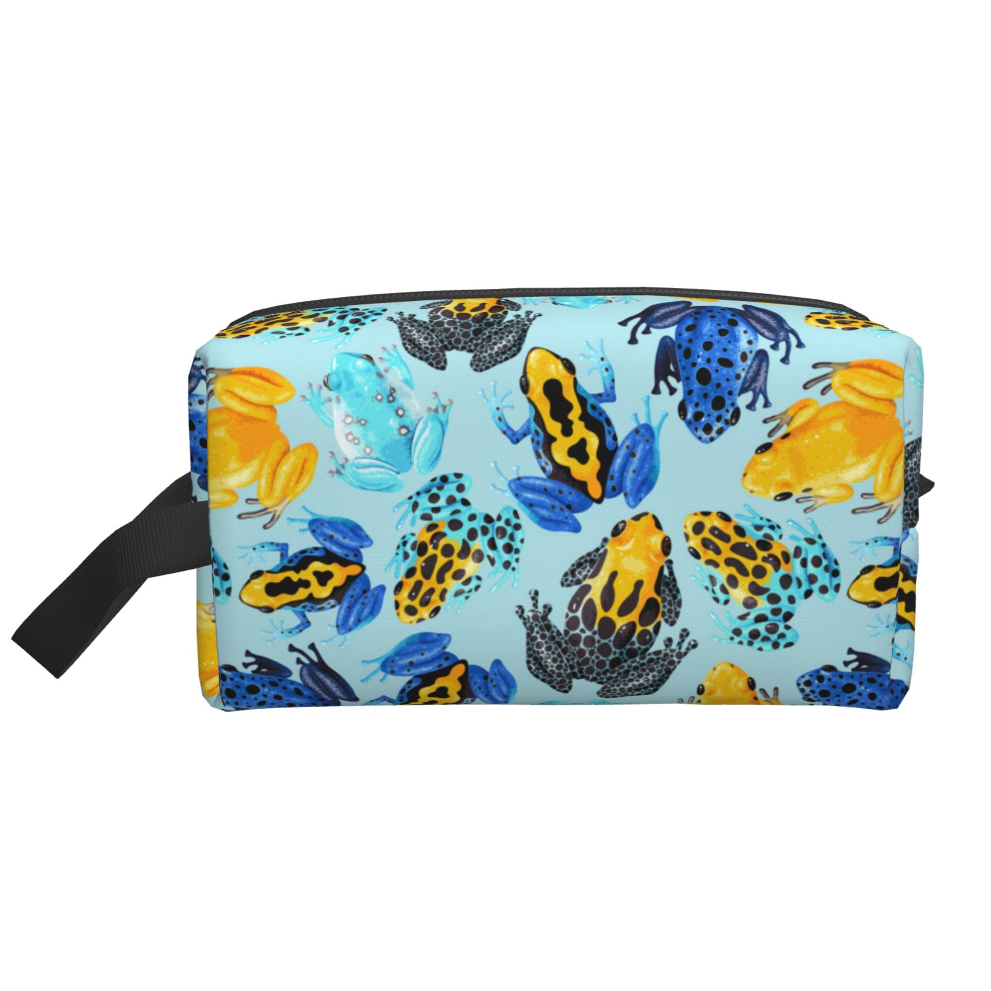 Women Lightweight Makeup Bag Pouch Compatible with Colorful Tropical Frogs Toiletry Bag, Funny Travel Cosmetic Bag Portable Bag with Zip for Office College