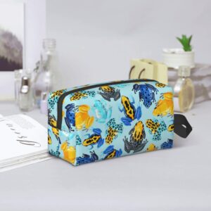 Women Lightweight Makeup Bag Pouch Compatible with Colorful Tropical Frogs Toiletry Bag, Funny Travel Cosmetic Bag Portable Bag with Zip for Office College